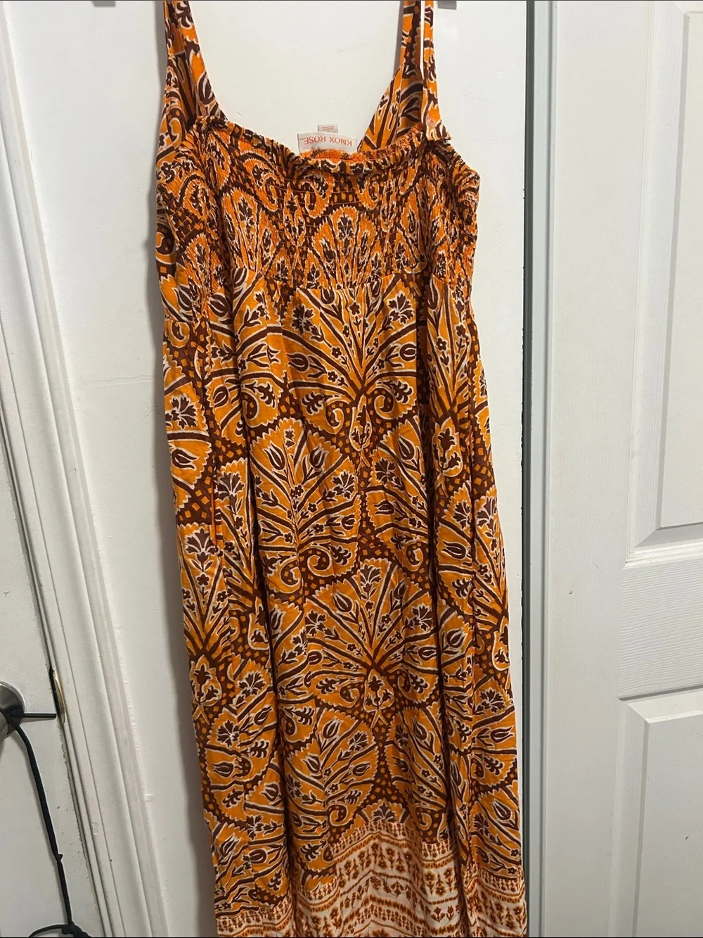Knox Rose Orange and Brown Printed Maxi Skirt